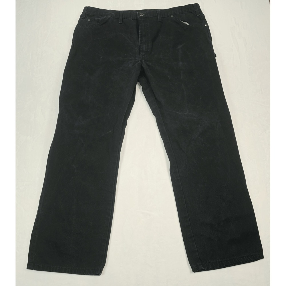 Dickies Mens 44x32 Black Relaxed Fit Carpenter Duck Pants 1939RBK Utility Work